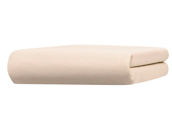Dra-på-lakan - Fina jerseypåslakan tillverkade av finaste makobomull, i storlek 133 (1x 90-120/190-220 cm, madrassens höjd 18-35 cm) till 938 (1x 180-200/200-220 cm, för bäddmadrasser 4-10 cm), i färg KAMEL, I utförande Fin Jersey Stretch DeLuxe Utsikt 1