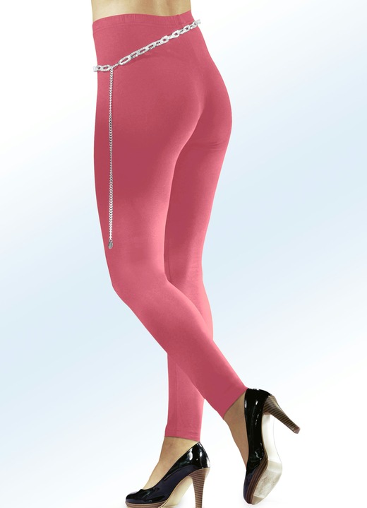 Leggings - Bekväma leggings i 17 färger, i storlek 034 till 054, i färg KORALL Utsikt 1