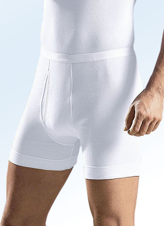 Schiesser dubbelribbade trosor med gylf, vita