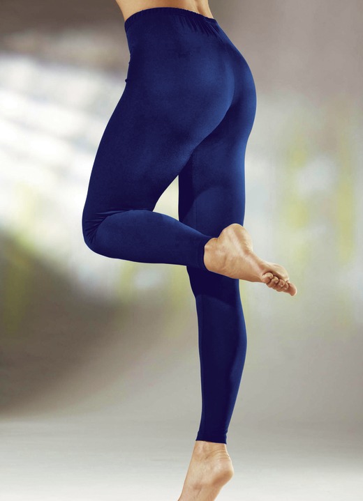Fritidsbyxor - Leggings med bekvämt elastiskt midjeband, i storlek 036 till 058, i färg NATTBLÅT Utsikt 1