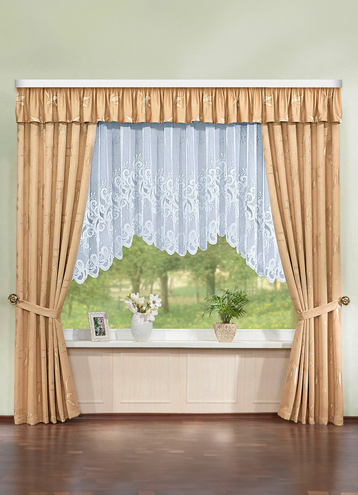 Klassisk - Vackert M-formad spetsgardin med multiband., i storlek 140 (M-ark i butik, 125x300 cm) till 181 (M-ark i butik, 175x600 cm), i färg VIT Utsikt 1