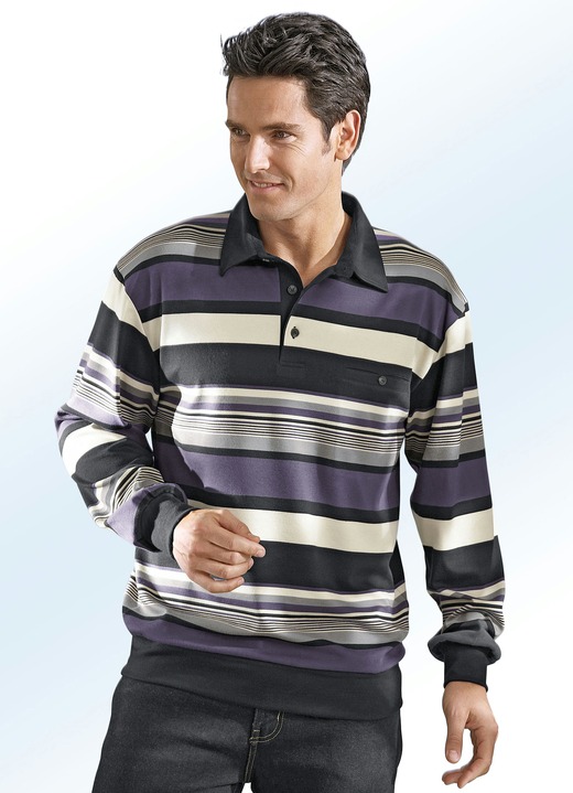 Sweatshirts - Polotröja i 3 färger, i storlek 046 till 062, i färg AUBERGINE-SVART-GRÅ-BEIGE Utsikt 1