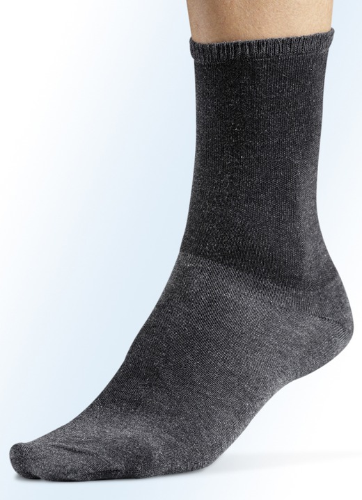 Strumpor - Paket med sex strumpor, enfärgade, i storlek 001 (skostorlek 39-42) till 002 (Schuhgröße 43-46), i färg 2X ANTRACIT MELERAD, 2X SVART, 2X MARINBLÅ Utsikt 1