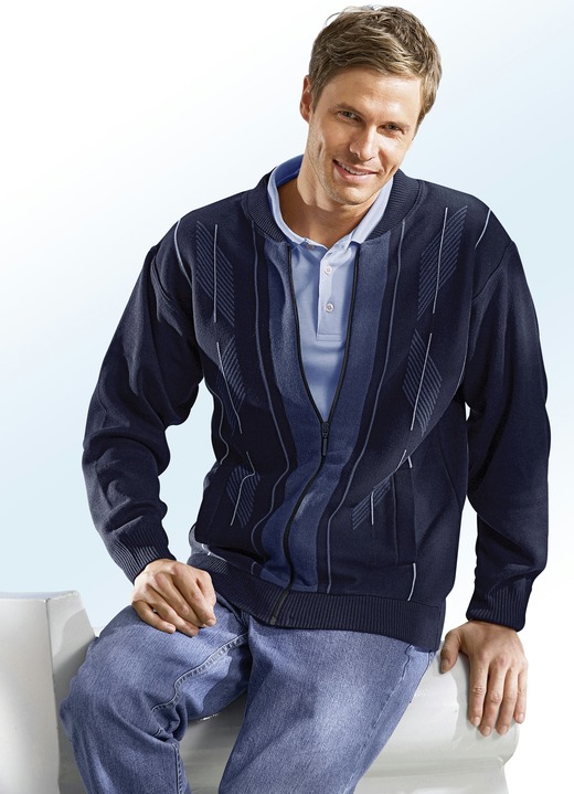 Tröjor & stickat mode - Jacka med sidofickor, i storlek 046 till 062, i färg MARIN Utsikt 1