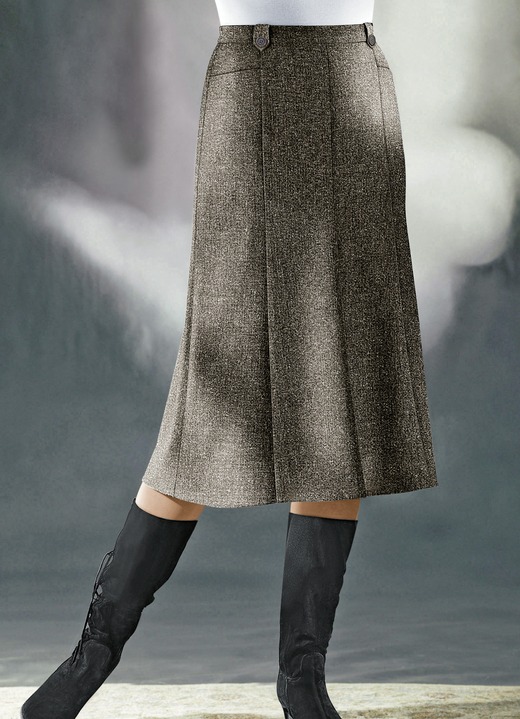 Kjolar - Vådskuren kjol i tweed av garn med boucleeffekt, i storlek 019 till 058, i färg MOCHA BROWN MEL. Utsikt 1