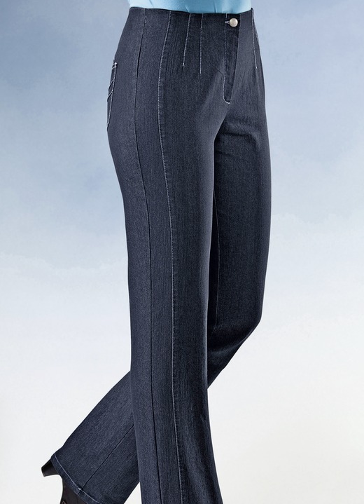 Jeans - jeans med avskuret midjeband, i storlek 019 till 096, i färg MÖRKBLÅ Utsikt 1