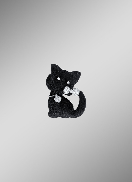 Modesmycken - Brosch ”katt”, i färg SVART Utsikt 1