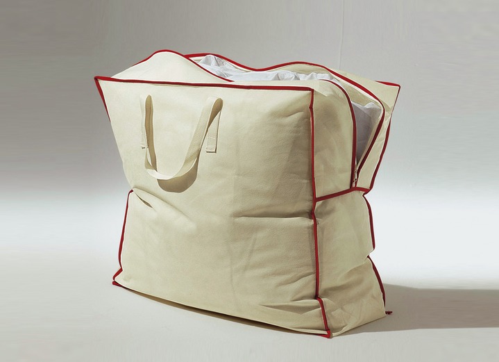 Resväskor - Förvaringspåse, 2-pack, för täcken och kuddar, i färg BEIGE-RÖD Utsikt 1