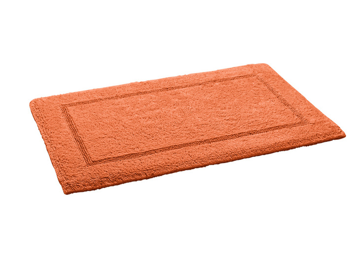 Badrumsinredning - Vändbart badrumsset tillverkat av 100 % bomull, i storlek 100 (Halvrund matta, 50x 80 cm) till 110 (vägghängd WC-stol, 2-delad), i färg MANDARIN Utsikt 1