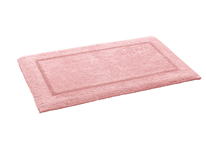 Badrumsinredning - Vändbart badrumsset tillverkat av 100 % bomull, i storlek 100 (Halvrund matta, 50x 80 cm) till 110 (vägghängd WC-stol, 2-delad), i färg ROSA Utsikt 1