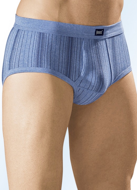 Underbyxor - Fem-pack finribbade kalsonger med öppning, i storlek 005 till 014, i färg 3X MELERAD JEANSBLÅ, 2X MELERAD LJUSGRÅ