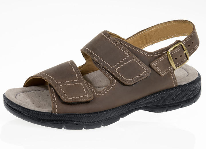 Herrskor - Sandal av högkvalitativt läder, i storlek 040 till 047, i färg BRUN