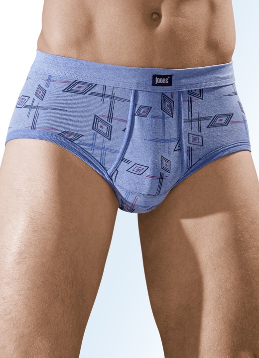Trosor & underbyxor - Finribbade kalsonger i fempack med gylf, i storlek 005 till 014, i färg 3X MELERAD JEANSBLÅ, 2X MELERAD LJUSGRÅ