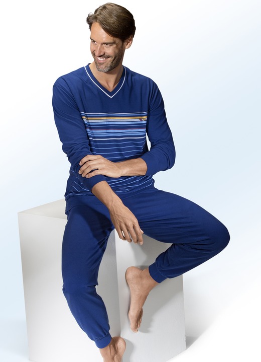 Pyjamasar - Pyjamas med V-ringning och resår i midjan, i storlek 046 till 062, i färg INDIGO FÄRG