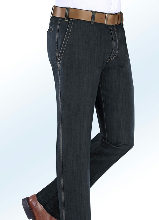 Jeans - Termojeans med resårlinning i 5 färger, i storlek 024 till 064, i färg MÖRKBLÅ Utsikt 1
