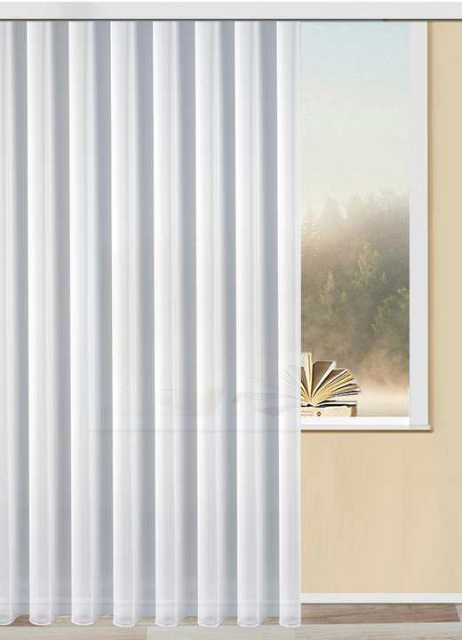 Klassisk - Förvara med veckad tejp 1:2,5 och blytejpfinish., i storlek 160 (H145xW300 cm) till 257 (H240xW600 cm), i färg VIT Utsikt 1