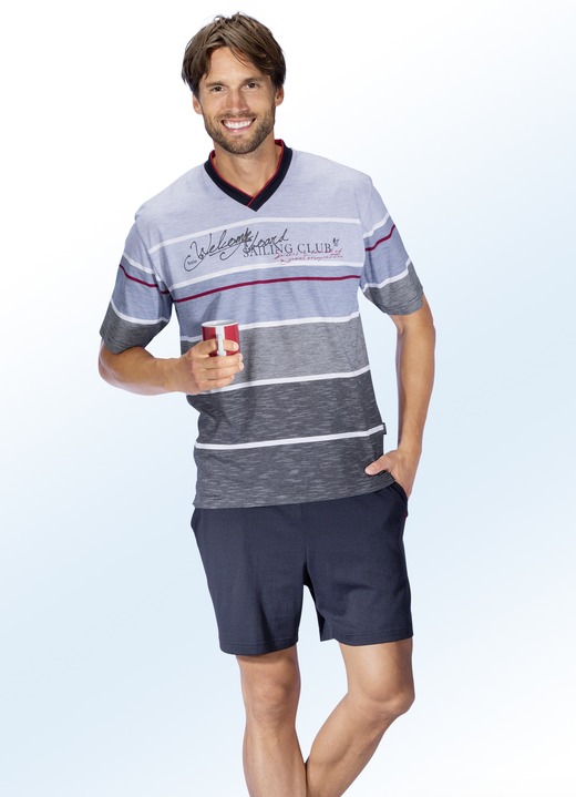 Pyjamasar - Hajo Klima comfort shorty med V-ringning, i storlek 046 till 060, i färg MARIN LJUSBLÅ