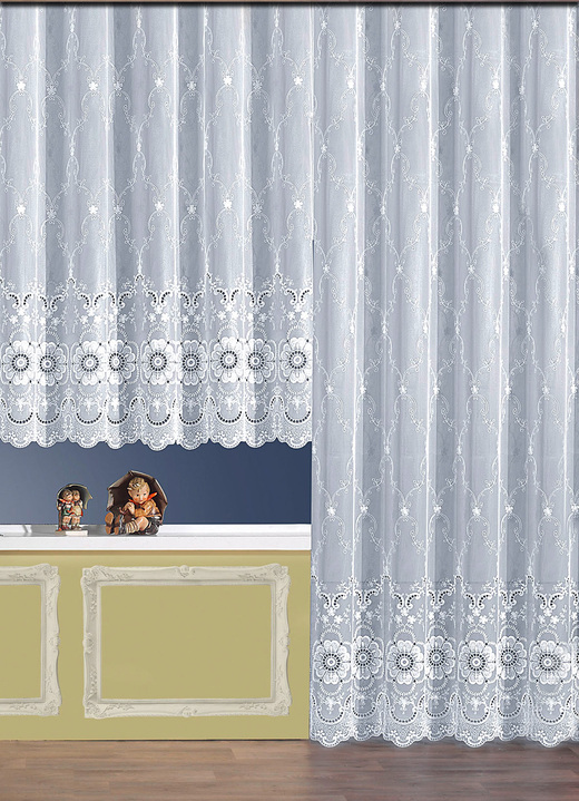Klassisk - Klassisk fönsterdekoration, i storlek 123 (H105xW300 cm) till 291 (H245xW450 cm), i färg VIT, I utförande Jacquard Utsikt 1