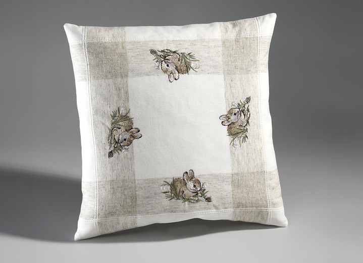 Prydnadskuddar & överdrag - Bords- och rumsdekoration med kaninmotiv, i storlek 120 (doily, 35/ 35 cm) till 404 (Kuddfodral, 40/ 40 cm), i färg BEIGE