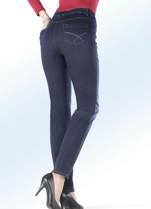 Jeans - Superbekväma jeans i 5-ficksmodell, i storlek 018 till 054, i färg MÖRKBLÅ Utsikt 1