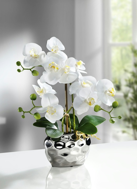 Konstgjorda växter - Orkidé i kruka, i färg SILVER