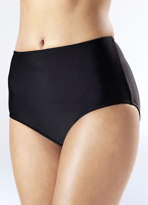Bikinis - Två paket bikinitrosor, i högre snitt, med ett formande foder framtill, i storlek 038 till 052, i färg 1X SVART, 1X MARIN Utsikt 1