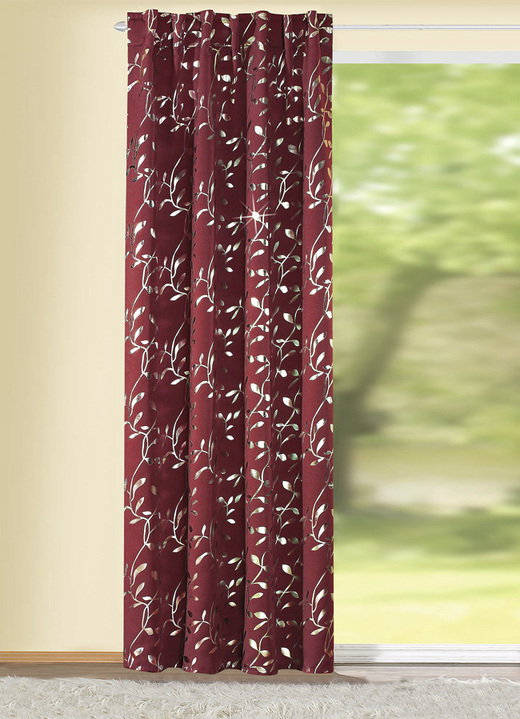 Klassisk - Mörkläggningssjal med öglor och universalskena, i storlek 365 (H145xW135 cm) till 456 (H245xW135 cm), i färg VIN, RÖD Utsikt 1