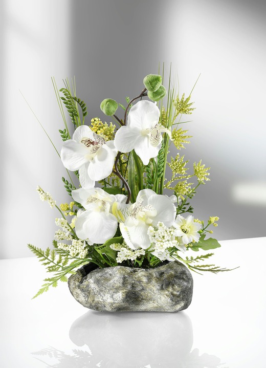 Konstgjorda växter - Underbart orkidéarrangemang för ditt hem, i färg VIT