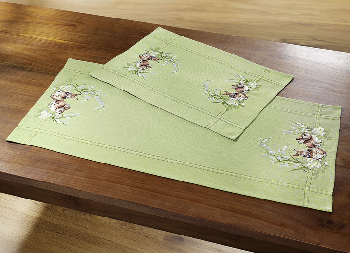 Heminredning - Bords- och rumsdekoration med blommor och gräsmotiv, i storlek 101 (doily, 35/ 50 cm) till 404 (örngott, 40/ 40 cm), i färg GRÖN Utsikt 1