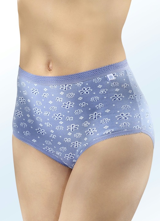Trosor - Sex-pack trosor med elastiska kanter, i storlek 040 till 060, i färg 3X JEANS BLÅ-VIT-MARINBLÅ, 3X JEANSBLÅ Utsikt 1
