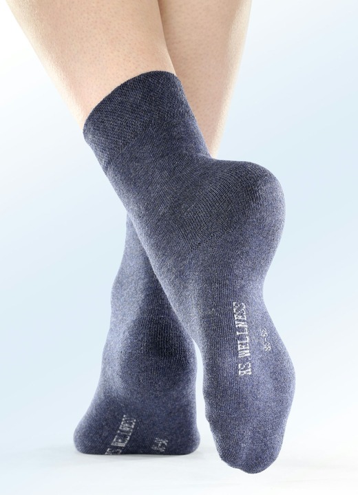 Strumpor & strumpbyxor - Sockor i sexpack med mjuk innersula, i storlek 1 (skostorlek 35-38) till 3 (skostorlek 43-46), i färg 2X BLÅ TONER, 2X GRÅ TONER, 2X SVART Utsikt 1