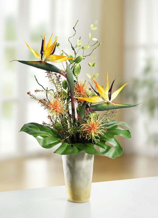 Konstgjorda växter - Papegojblomma i vas, i färg GRÖN