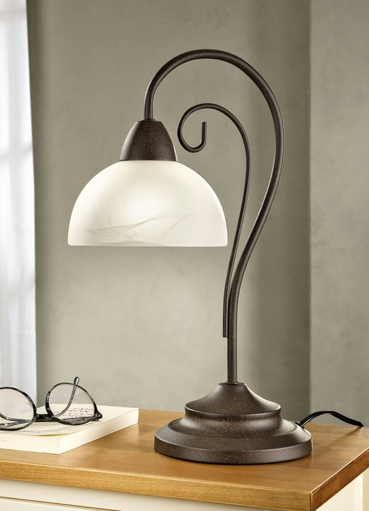 Lampor & armaturer - Bordslampa med fot i antikrostfärgad metall, i färg ROST