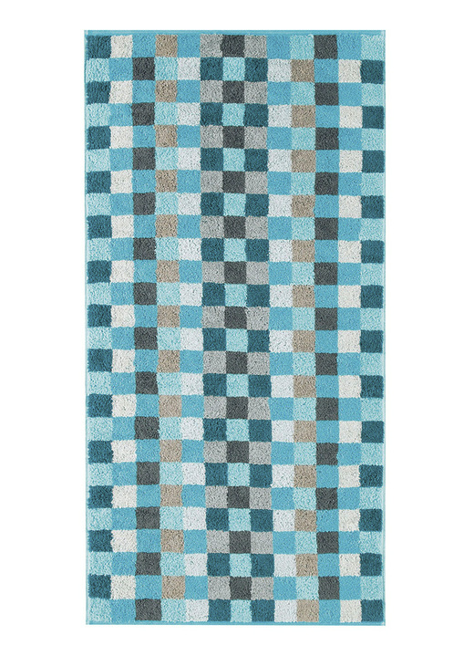Handdukar - Frottéset från Cawö, i storlek 200 (1 handduk, 50/100 cm) till 204 (1 duschhandduk, 70/140 cm), i färg TURKOS, I utförande RUTIG Utsikt 1