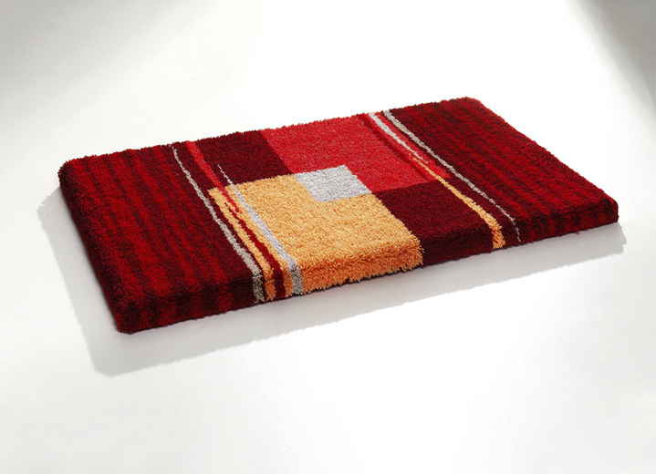Badrumsinredning - Badrumsset med halkhämmande baksida, i storlek 100 (Halvrund matta, 50/ 80 cm) till 112 (Skydd för toalettlock, 47/ 50 cm), i färg KORALL Utsikt 1