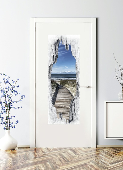 Bilder - 3D dörrklistermärke Nordisk strand, i färg BLÅ Utsikt 1