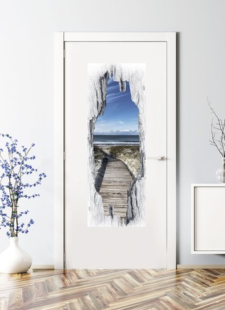 3D-dörrklistermärke strand nordisk