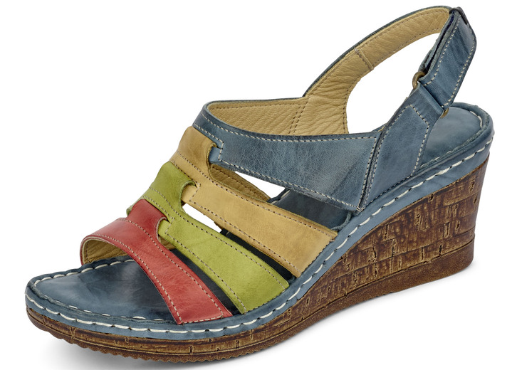 Sandaletter & slip in-skor - Gemini sandal med färgglada remmar, i storlek 036 till 041, i färg JEANS FÄRGRIGA
