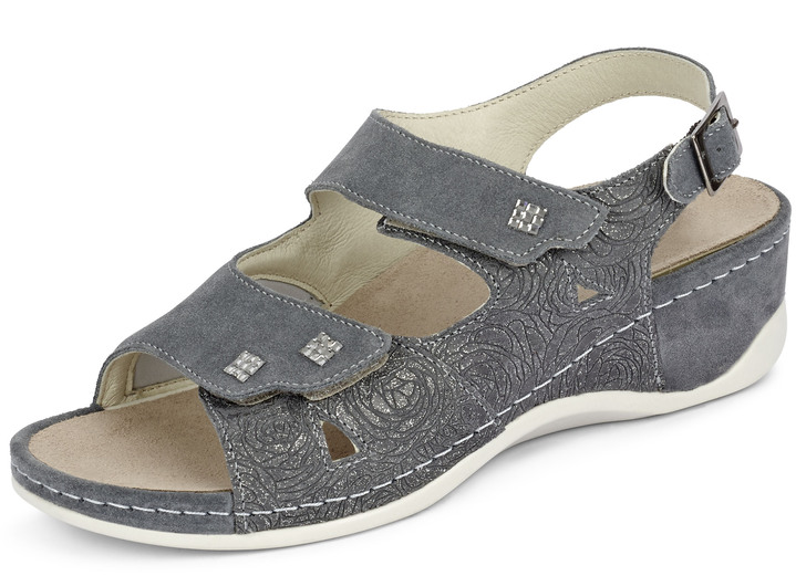 Sandaletter & slip in-skor - Mubb sandal med elastisk inlägg i kulområdet, i storlek 036 till 042, i färg GRÅ Utsikt 1