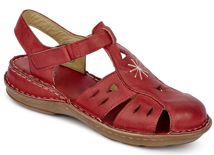 Sandaletter & slip in-skor - Gemini sandal gjord av skuggigt kohudsnappaläder, i storlek 036 till 042, i färg RÖD