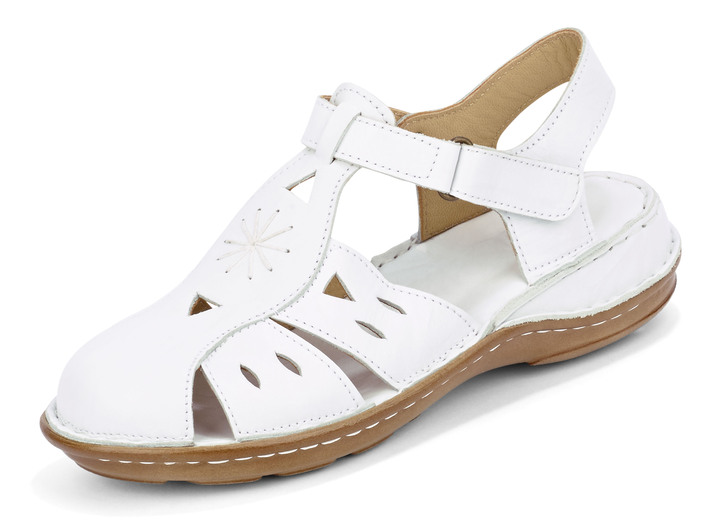 Sandaletter & slip in-skor - Gemini sandal gjord av skuggigt kohudsnappaläder, i storlek 036 till 042, i färg VIT