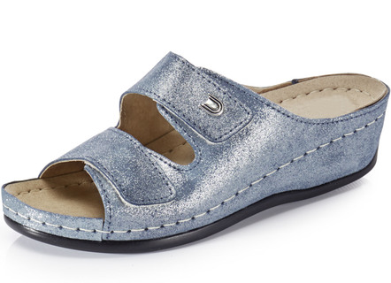 Bekväma damslippers, bredd G, med kardborreband