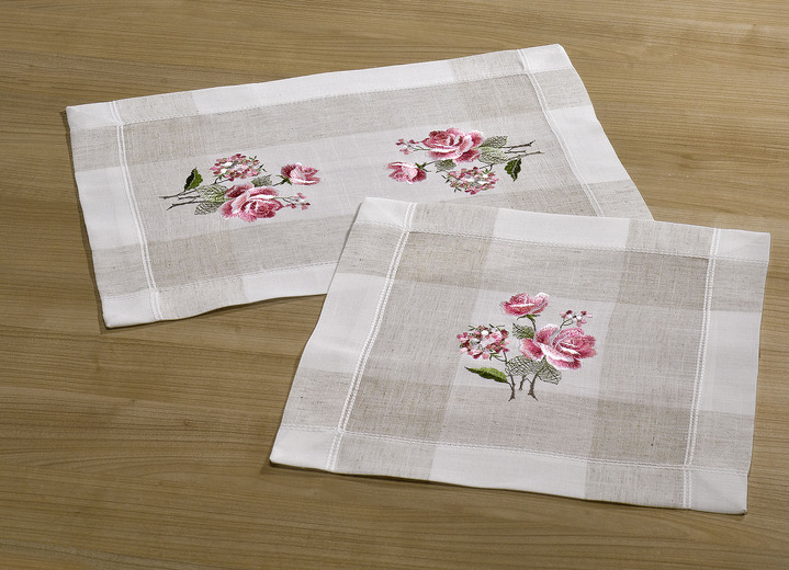 Prydnadskuddar & överdrag - Bords- och rumsdekoration med en vacker rosdesign, i storlek 101 (doily, 35/ 50 cm) till 404 (örngott, 40/ 40 cm), i färg MOUSSERANDE VAD Utsikt 1