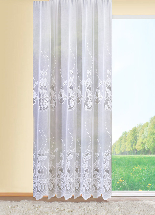 Klassisk - Lång persienn med ranka kant och böjd ände, i storlek 176 (H175xW250 cm) till 294 (H245xW500 cm), i färg VIT Utsikt 1