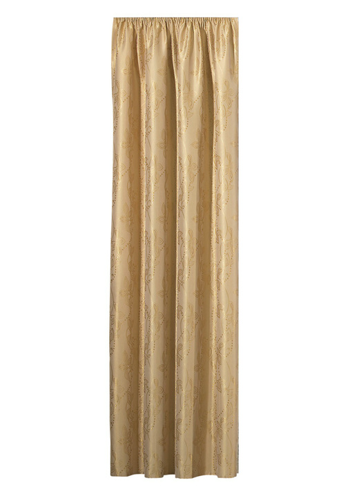 Klassisk - Över gardin med lövmönster, i storlek 358 (H145xW140 cm) till 456 (H245xW140 cm), i färg GULD Utsikt 1