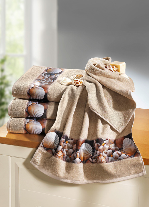 Handdukar - frottéserie gjord av 100% bomull, i storlek 200 (1 handduk, 50x100 cm) till 205 (5-delad ekonomisk uppsättning), i färg BEIGE