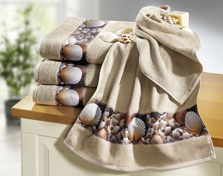 Terry handduk serie med snäckskal design