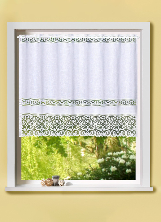 Klassisk - Liten fönstergardin med stånggenomföring, i storlek 120 (H80xW100 cm) till 125 (H100xW150 cm), i färg VIT
