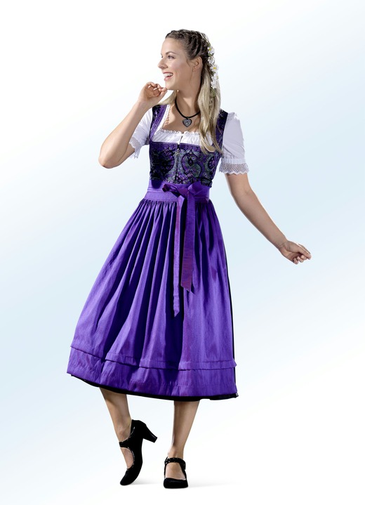 - Dirndl med förkläde från ROSE-DIRNDL, i storlek 038 till 056, i färg LILA GRÖN