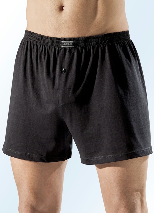Underkläder för män - Boxershorts i fempack av ekologisk bomull med gylf, enfärgade och melerade, i storlek 3XL (9) till XXL (8), i färg 3X SVART, 2X GRÅMELERAD Utsikt 1